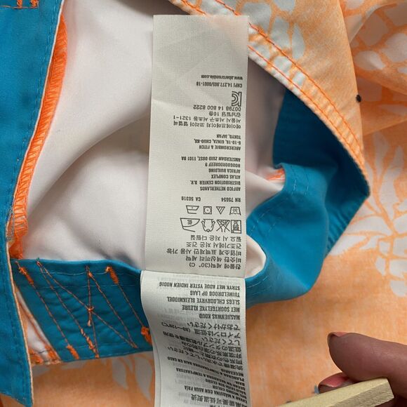 Hollister Mens Medium Neon Orange Pineapple Bermuda Board Shorts Swim Trunks - Picture 10 of 12